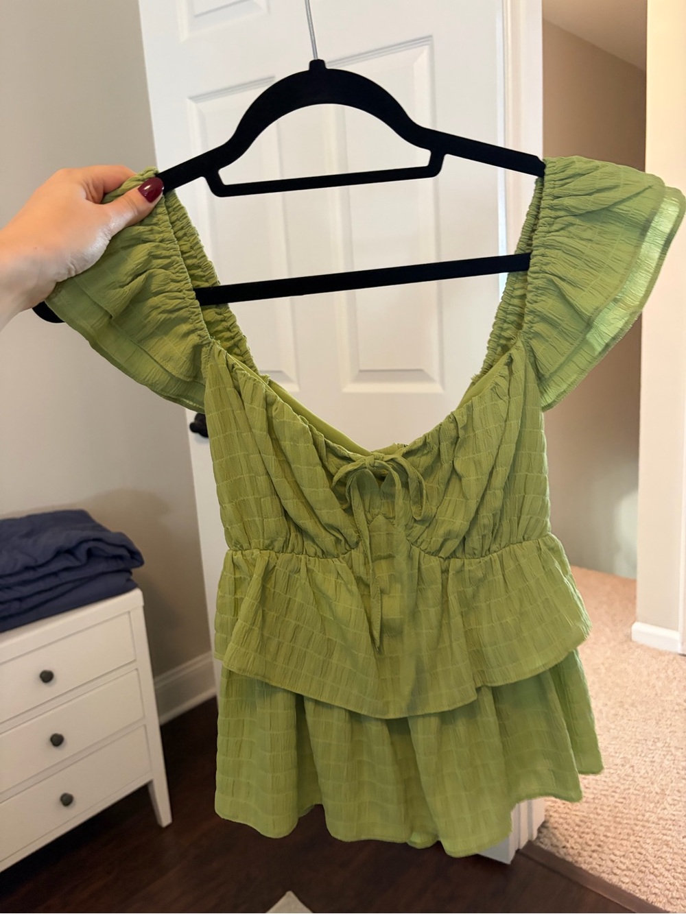 Vici Green Ruffled Tiered Women's Top